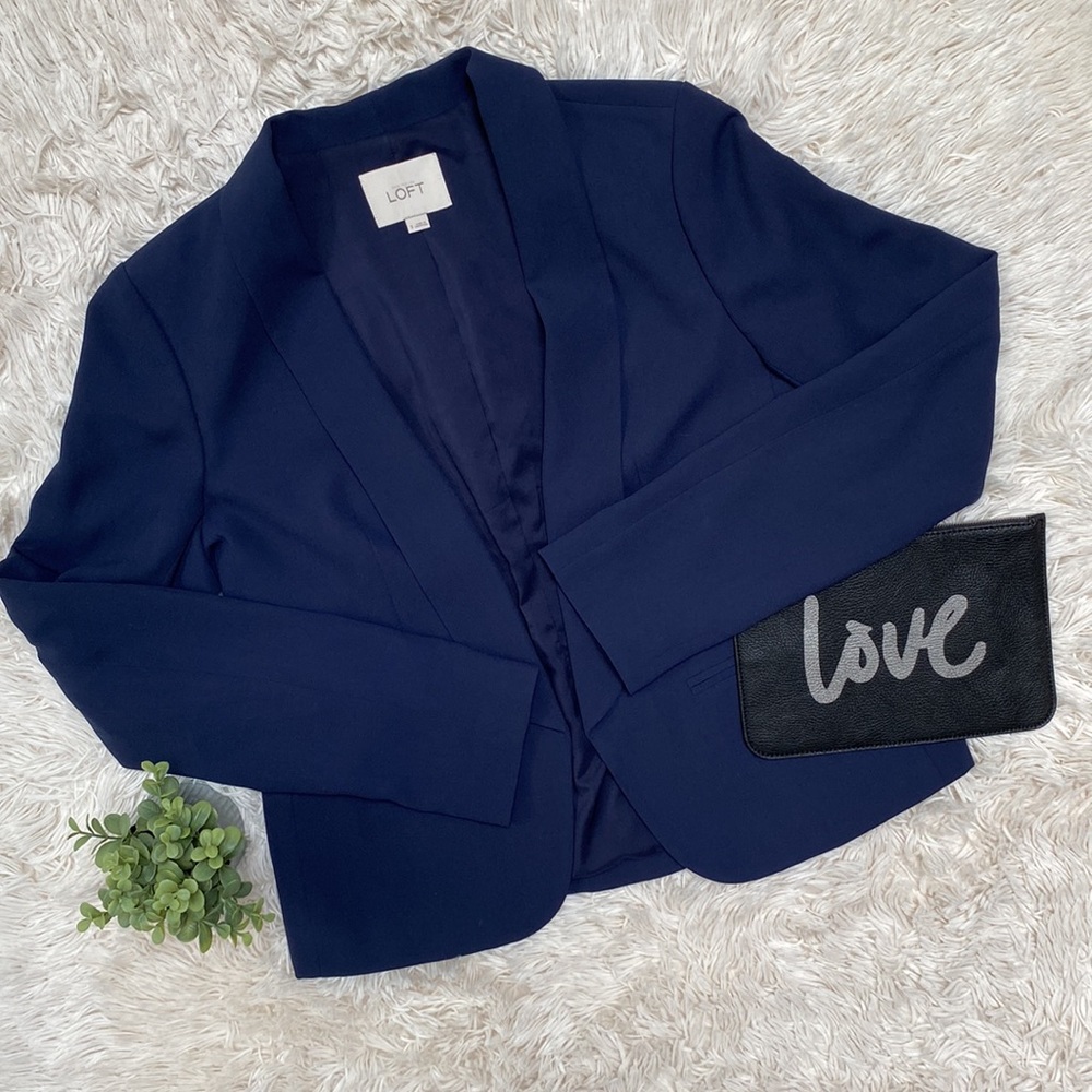 Loft Collared Open Blazer 💗 Navy